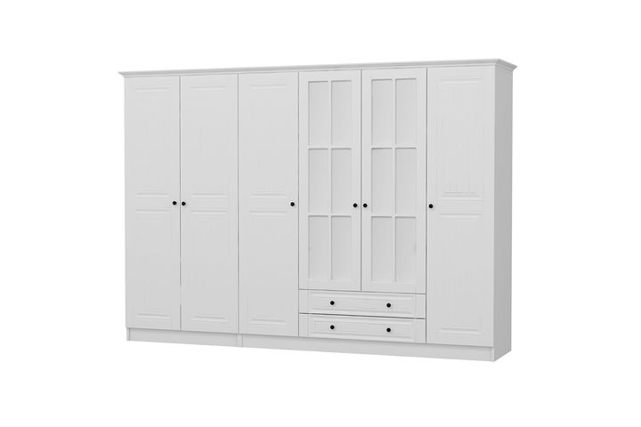 Tideway Crown Kledingkast met 6 Deuren en 2 Lades, 190 cm, Wit