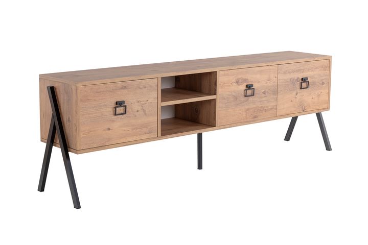 Yanke TV-Meubel met Boekenrek, 180 cm, Pijnboom