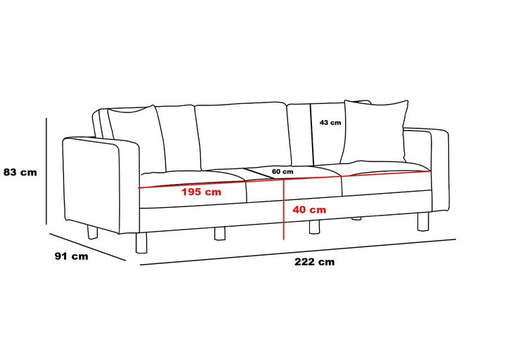 Berlin 3-Zitsbank, Creme Zwart