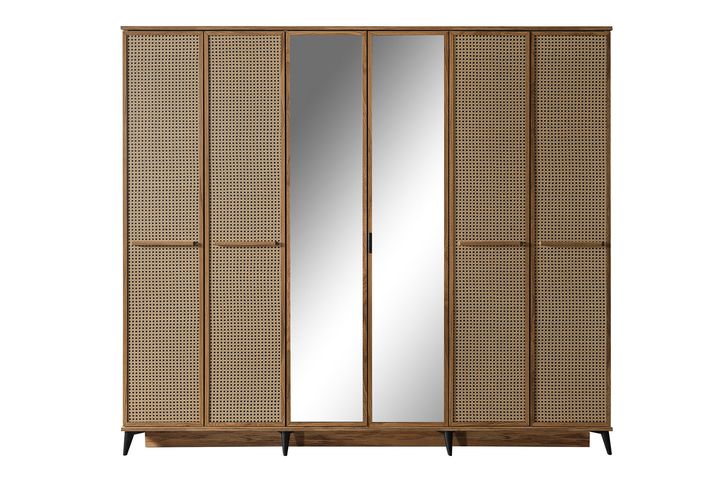 Olive 6 Door Wardrobe, Walnut