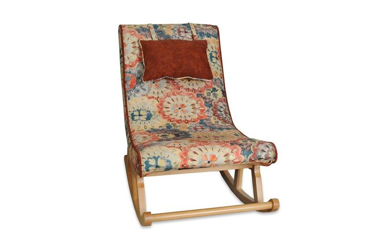 Asedia Maeve Schommelstoel met Bloemenpatroon, Veelkleurig & Natuurlijke Kleur