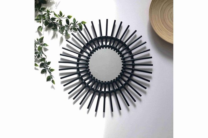 Cilla Rotan Spiegel, 45 cm, Zwart
