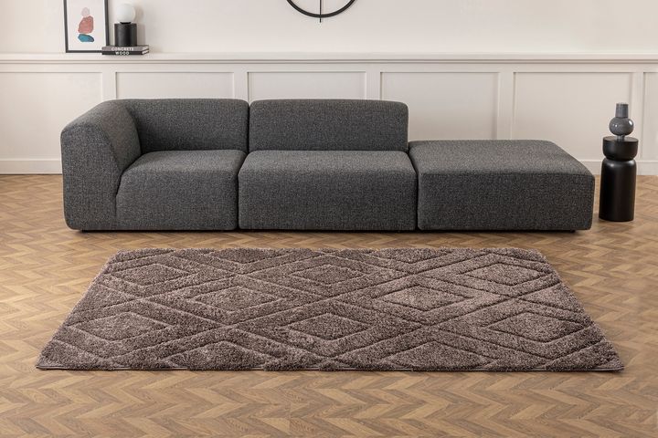 Lucca Shaggy Tapijt, 80x150 cm, Bruin