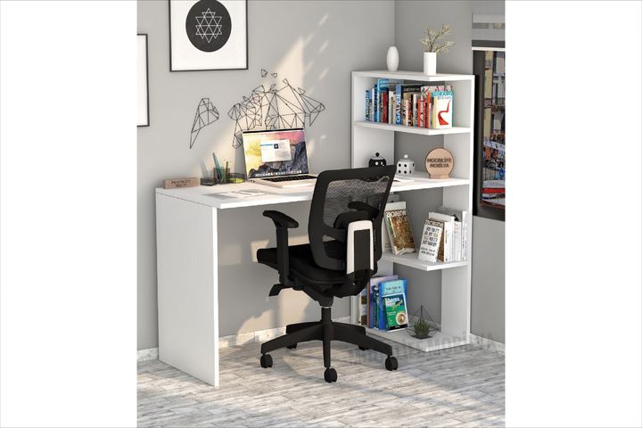 Portofino Schreibtisch mit Bücherregal, Weiß