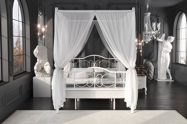 Pero Princess Metalen Bedframe met Klamboe, 140x200 cm