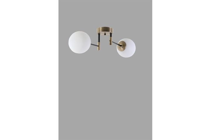Vollmond Glazen Hanglamp met 2 Lampjes, Mat Goud