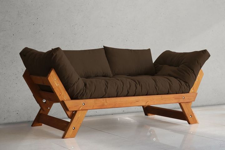 Woodesk Aller 2-Sitzer Sofa aus Massiv, Braun & Naturfarbe
