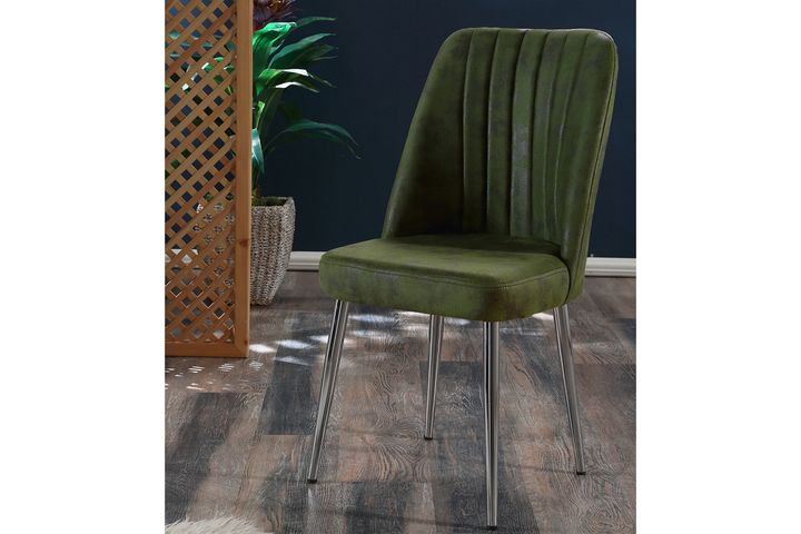 Vento Stuhl aus Metall, Grün & Chrom  