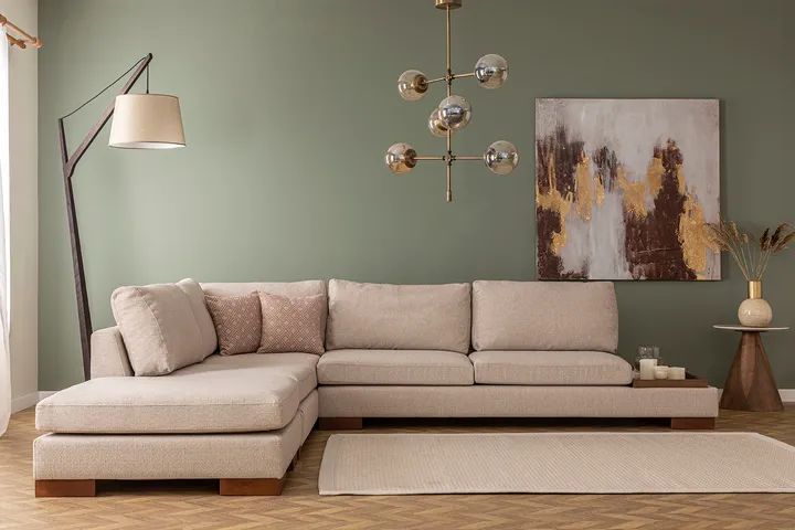 Tulip Hoekbank Links, Creme (Zonder pouf)