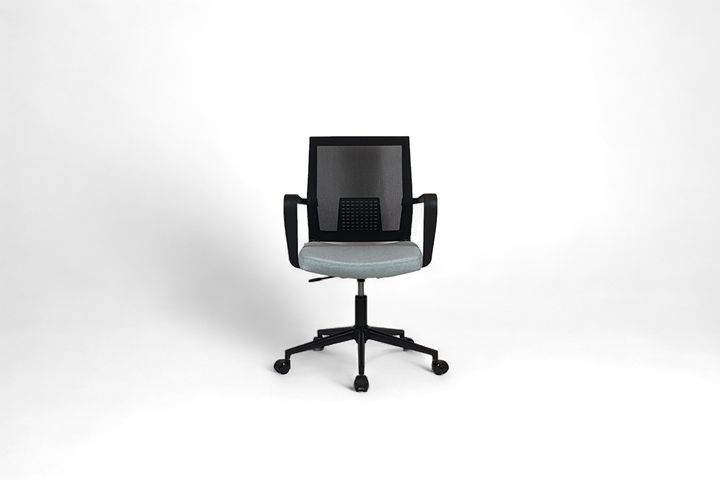 Mesh Bureaustoel, Metalen Poten, Grijs