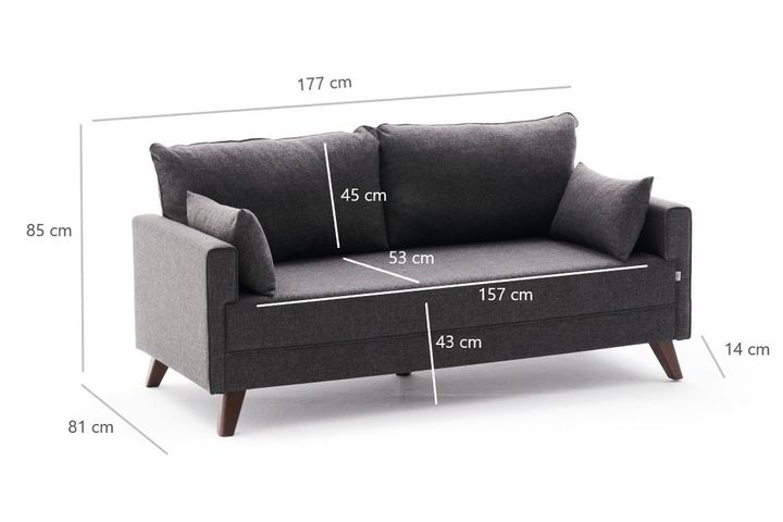 Bella Soft 2-Zitsbank, Antraciet