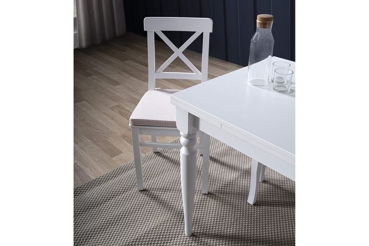 White Eettafelset, 120x80 cm, Creme