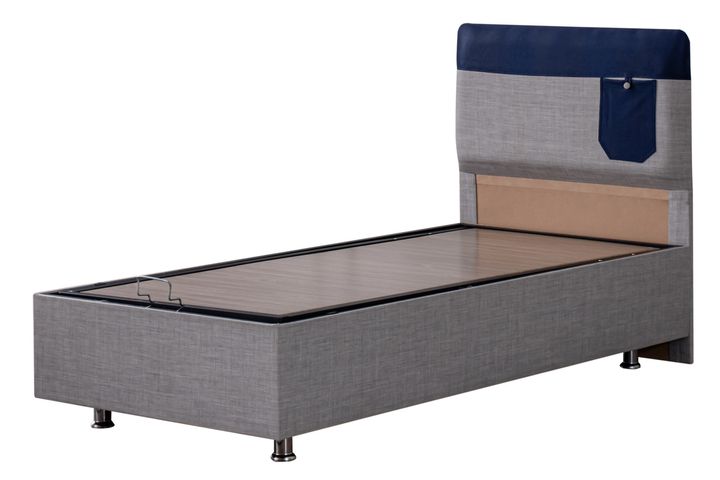 Happy Boxspringbed met Hoofdbord, 90x190 cm, Blauw