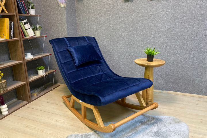 Asedia Maeve Schommelstoel, Donkerblauw & Natuurlijke Kleur