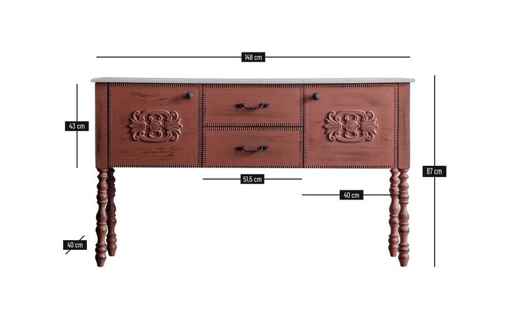 Salt Consoletafel met 2 Lades, Steenrood