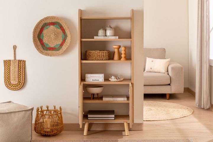 Torenna Mini Bookcase, 140 cm, Oak
