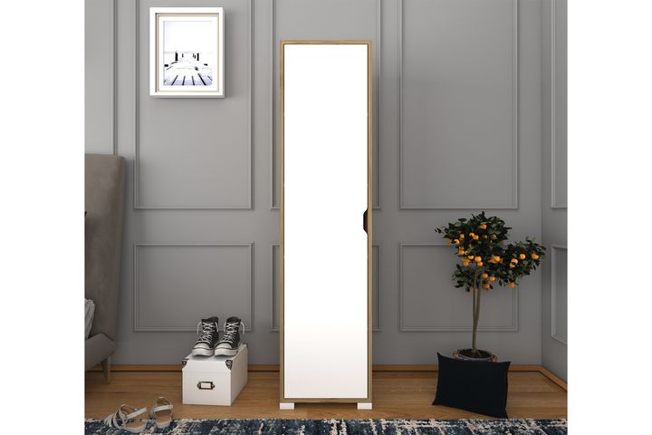 Manorala Kledingkast met 1 Deur en 5 Rekken, Wit en Eik