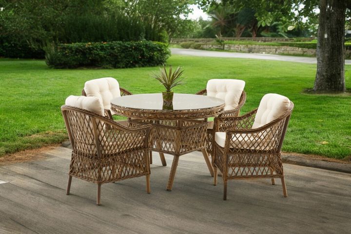 Nova Rattan Tuinset, 4 Zits, Bruin