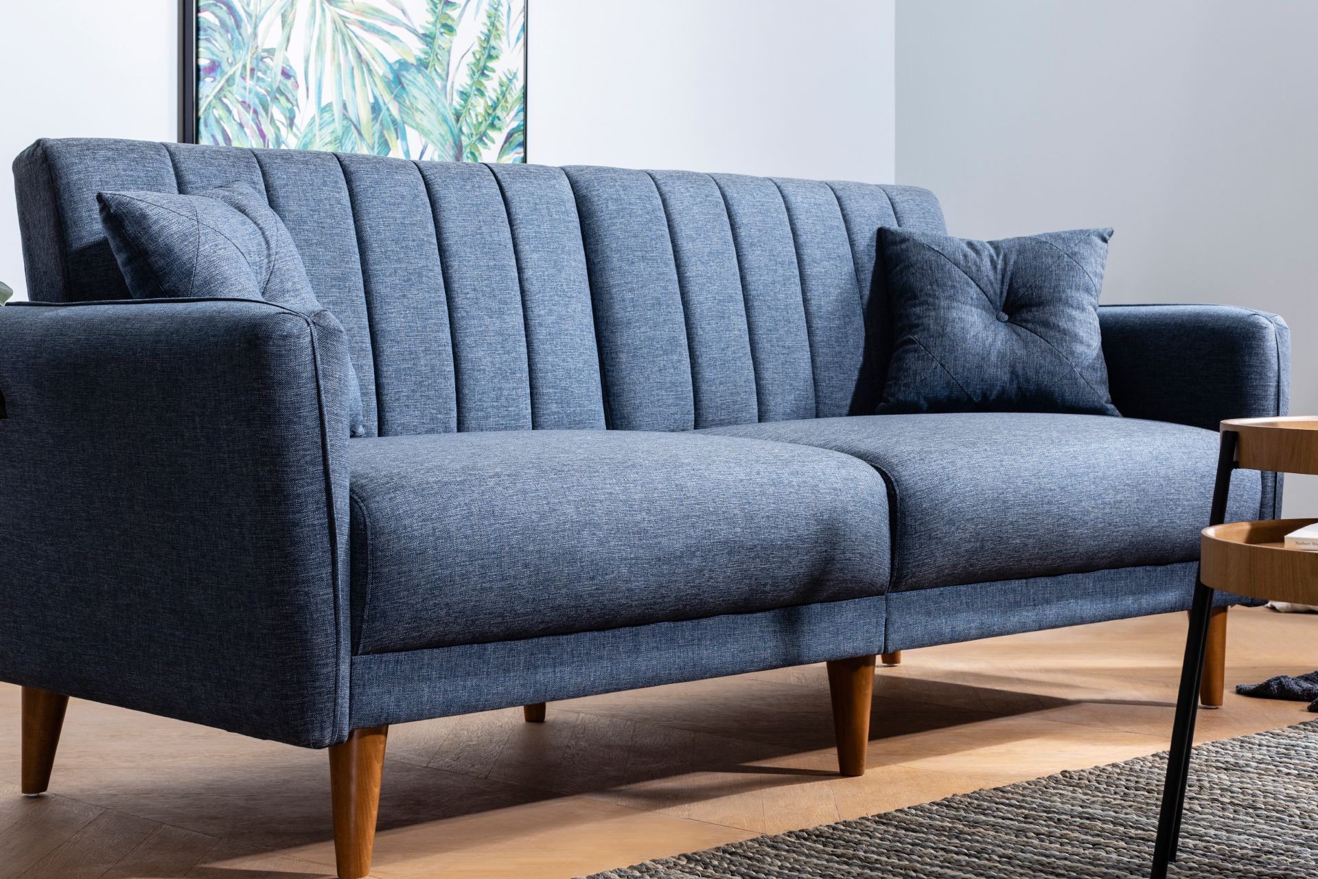 Aqua Three Seater Sofa Bed, Navy Blue Vivense London