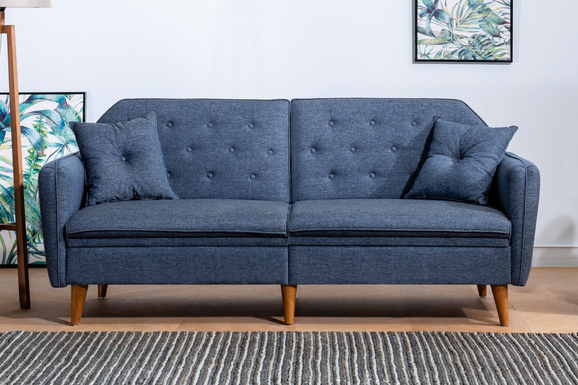 Terra Three Seater Sofa Bed, Navy Blue Vivense London