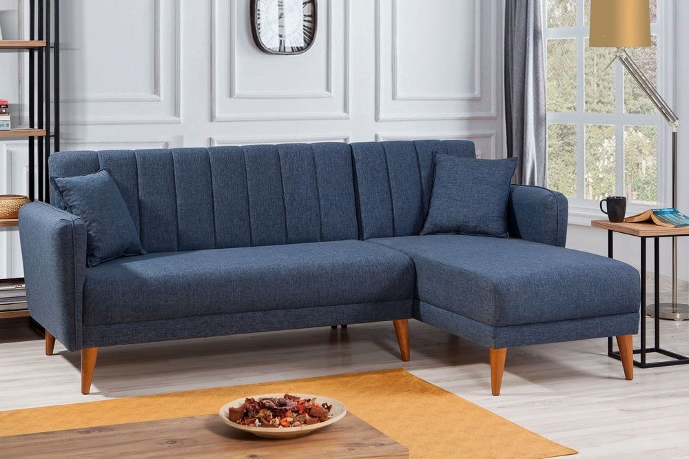 Aqua Corner Sofa Bed, Navy Blue (Right) | Vivense London