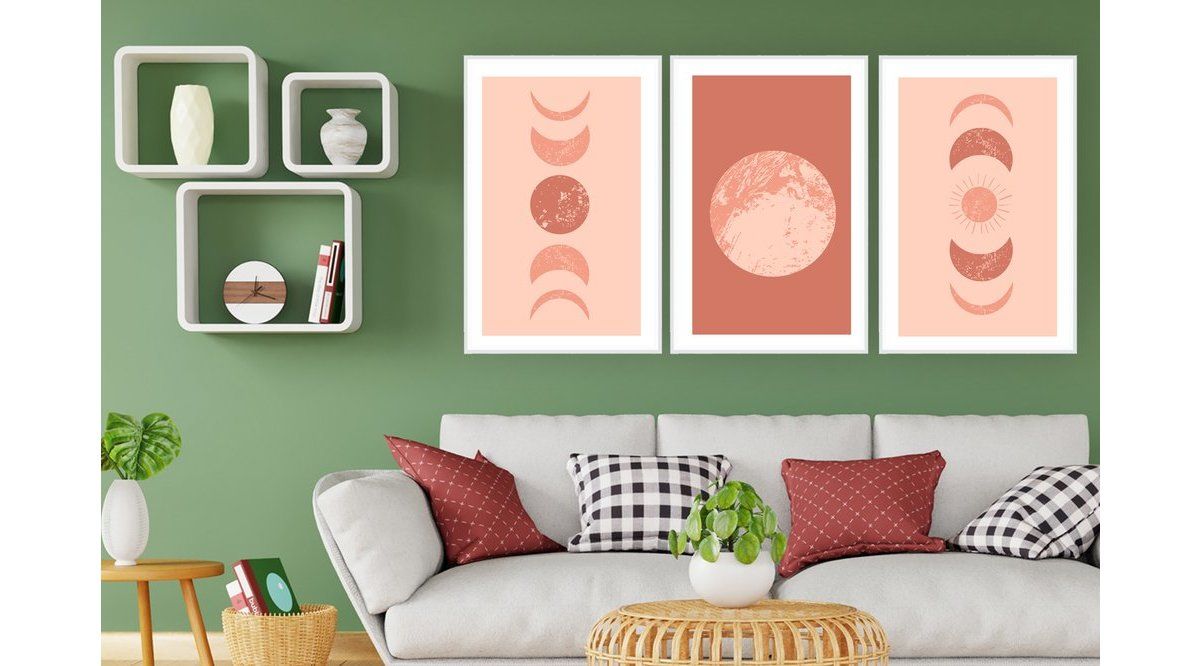 Moon Cycle Art Print  with Frame, Triptych
