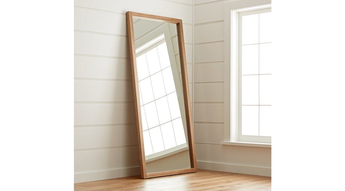Linea Full Length Mirror, 90 x 200 cm, Dark Wood | Vivense London