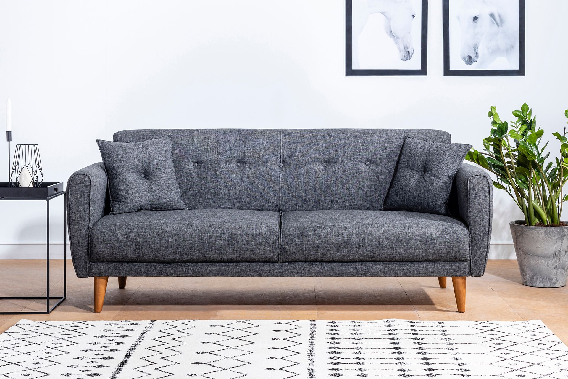 Aria Three Seater Sofa Bed, Anthracite Grey | Vivense London