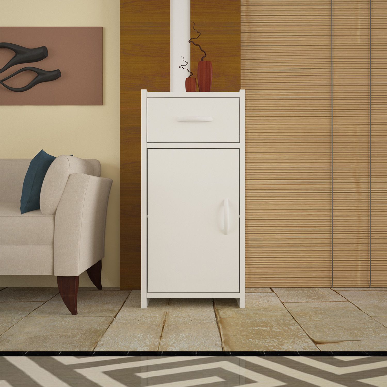 Slim Living Room White Vivense London