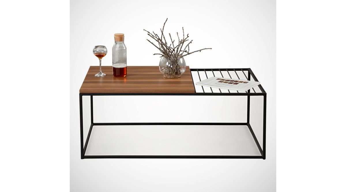 Zinus Coffee Table, Walnut & Black Vivense London