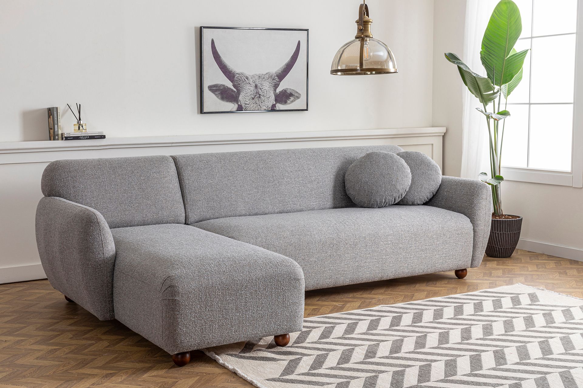 Eddy Corner Sofa Left Chaise, Cloud Grey Vivense London