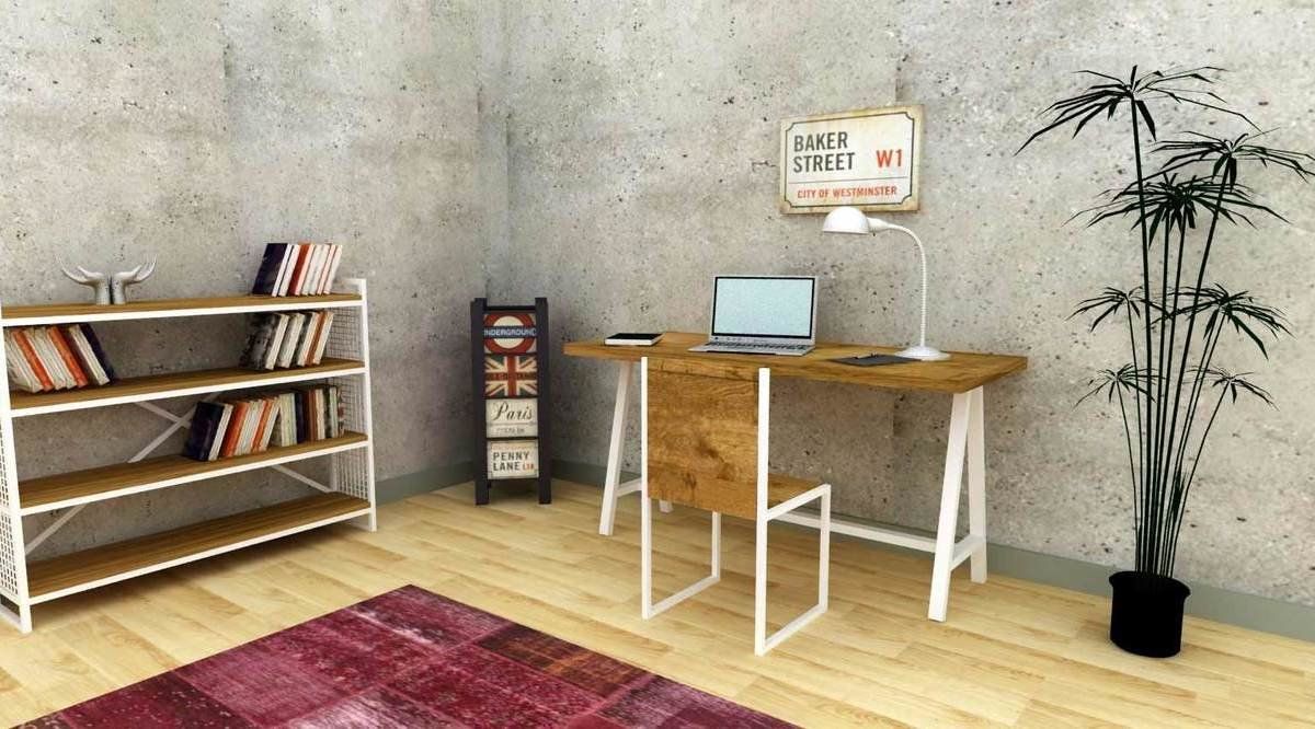 Mainford Desk150 Cm, Dark Wood & White Vivense London