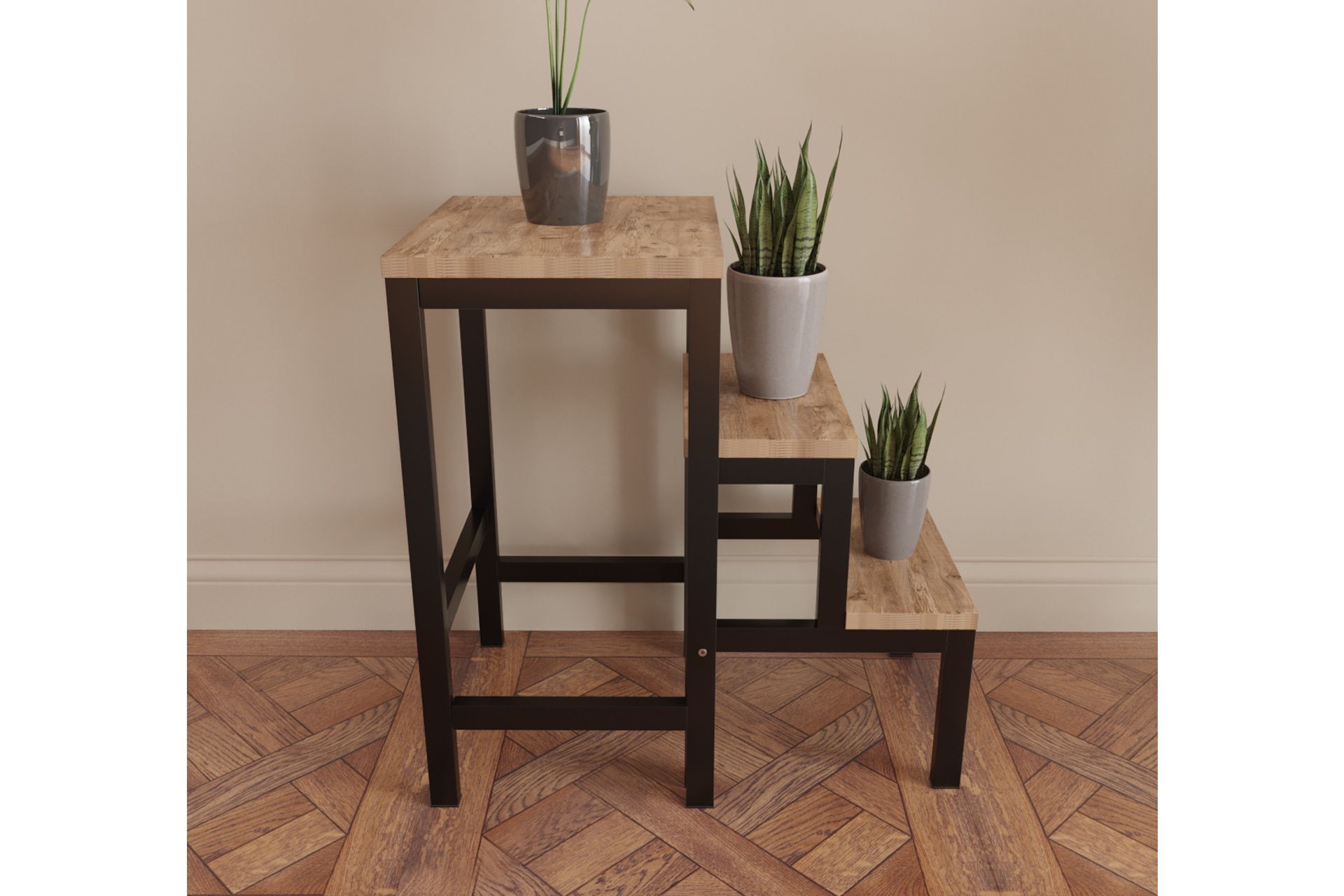 Iggy Folding Ladder Side Table, Walnut & Black Vivense London