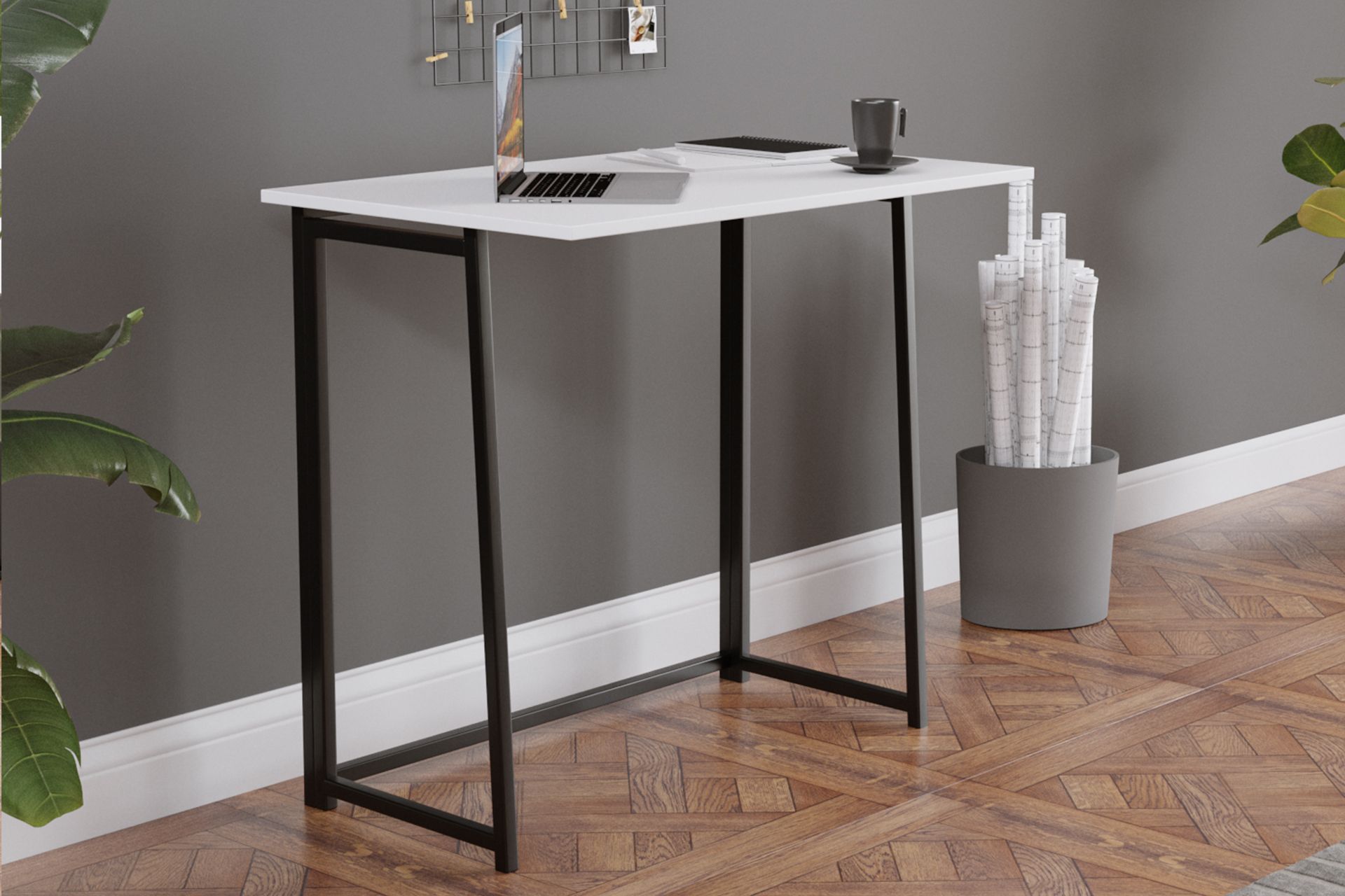 Desktop computer bureau kantoormeubilair werkplek ontwerp werkblad met screen Al