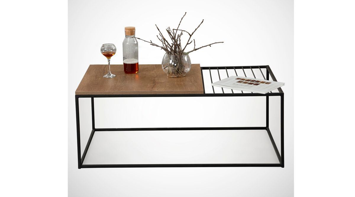 Zinus Coffee Table, Dark Wood & Black Vivense London