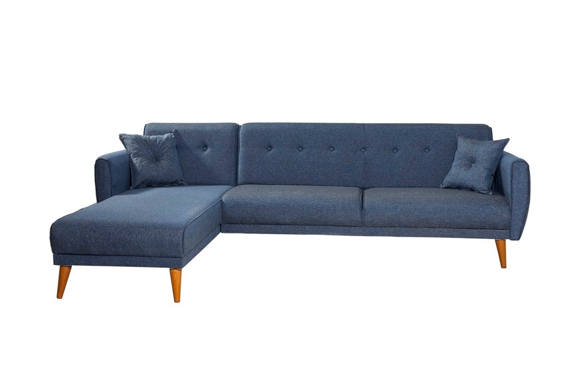 Aria Corner Sofa Bed Left Chaise, Navy Blue Vivense London