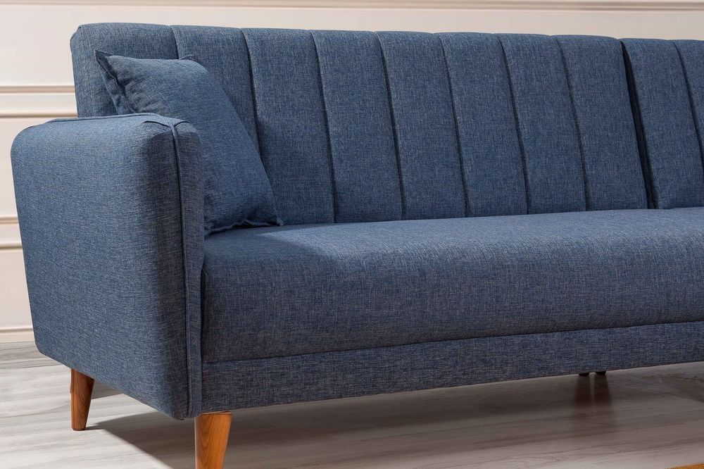 Aqua Corner Sofa Bed, Navy Blue (Right) | Vivense London